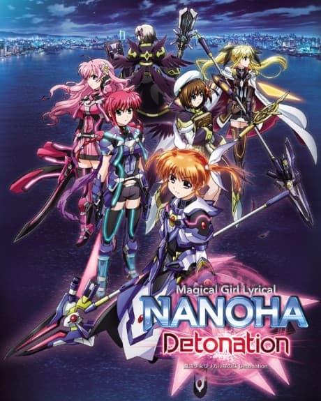 Pôster oficial do anime Mahou Shoujo Lyrical Nanoha: Detonation em português