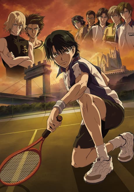 Pôster oficial do anime Tennis no Ouji-sama: Eikokushiki Teikyuu Shiro Kessen! em português