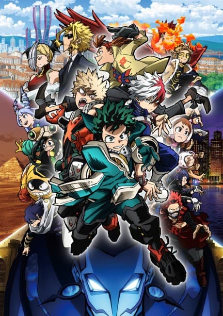 Pôster oficial do anime My Hero Academia: Missão Mundial de Heróis em português
