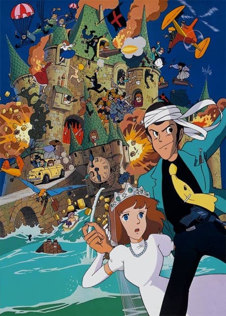 Pôster oficial do anime Lupin III: O Castelo de Cagliostro em português