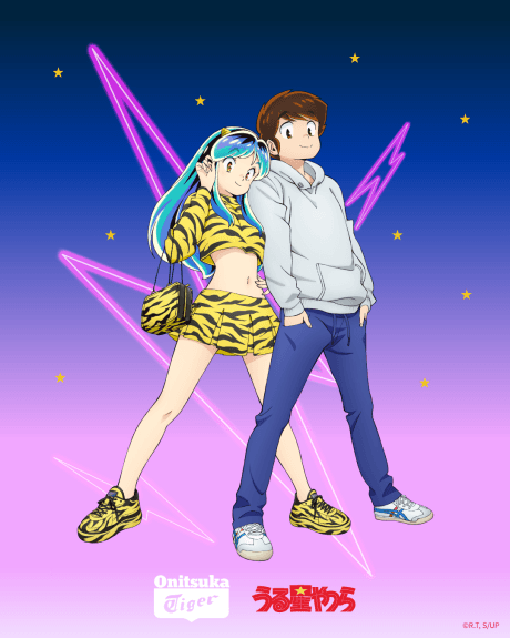 Pôster oficial do anime Onitsuka Tiger x Urusei Yatsura to Collaboration Anime em português