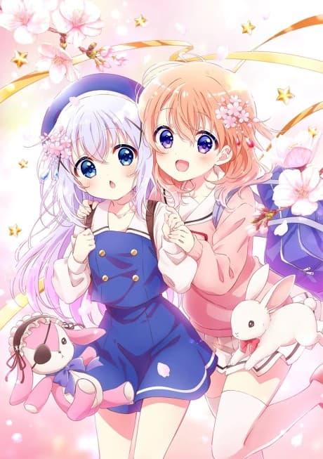 Pôster oficial do anime Gochuumon wa Usagi desu ka? Movie: ~We Are Family!~ em português
