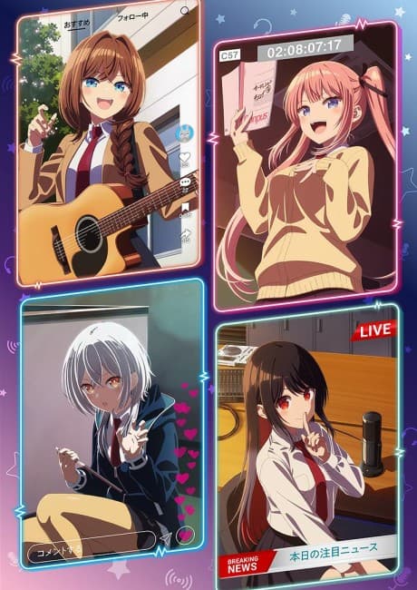 Pôster oficial do anime Tune In to the Midnight Heart em português