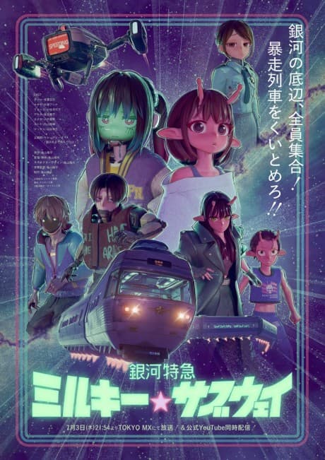 Pôster oficial do anime Milky☆Subway: The Galactic Limited Express em português