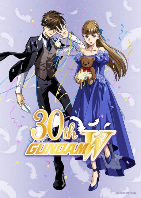 Pôster oficial do anime Mobile Suit Gundam Wing 30th Anniversary Video -Operation 30th- em português