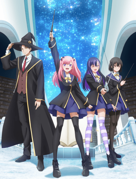 Pôster oficial do anime The Classroom of a Black Cat and a Witch em português