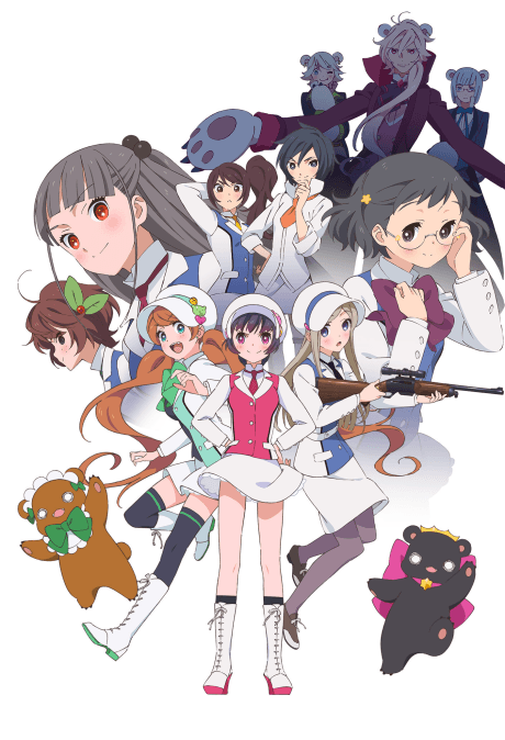 Pôster oficial do anime Yurikuma Arashi em português