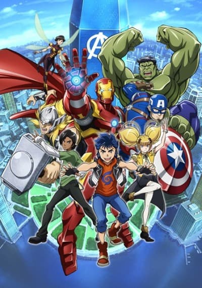 Pôster oficial do anime Marvel - Os Vingadores do Futuro em português