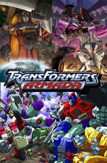 Pôster oficial do anime Transformers: Armada em português