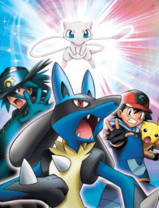 Pôster oficial do anime Pokémon: Lucario e o Mistério de Mew em português